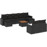  10-dijelni set vrtnih sofa s jastucima crni od poliratana | shoptok.hr