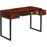  Radni stol od masivnog drva akacije i prave kože 117x50x76 cm | Eponuda.com