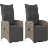 Maison Chic Nastavljivi vrtni stoli - Stol za vrt 2 kosa z blazinami siv poli ratan JS94, (21878088) | Shoptok.si