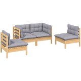  Vrtna sedežna garnitura 4-delna s sivimi blazinami borovina, (20674258) | Shoptok.si