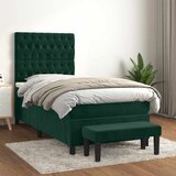 Box spring krevet s madracem tamnozeleni 90x200 cm baršunasti | shoptok.hr