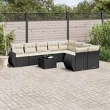  10-dijelni set vrtnih sofa s jastucima crni od poliratana | shoptok.hr