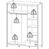 Tvilum Bela garderobna omara z ogledalom 150x199x58 cm Madrid – | Shoptok.si