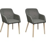  Jedilni stoli 2 kosa svetlo sivo blago in trdna hrastovina | Shoptok.si