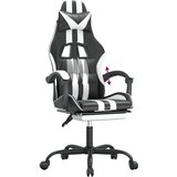  Gaming stol z oporo za noge črno in belo umetno usnje, (21378257) | Shoptok.si