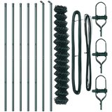 vidaXL verižna ograja 7 stebri 1.6x10 m galvanizirano jeklo zelena | Shoptok.si