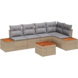  Set od 6 komada vrtnih kauča s jastucima Bež Poli Ratan Akacija | shoptok.hr
