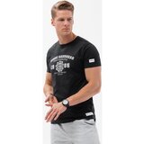 Ombre Majice s kratkimi rokavi T-shirt męski bawełniany z nadrukiem - czarny V2 S1748 pisana | Shoptok.si