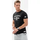 Ombre Majice s kratkimi rokavi T-shirt męski bawełniany z nadrukiem - czarny V2 S1748 pisana