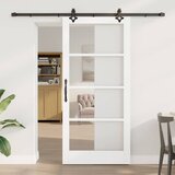 Klizna vrata Bijelo 93 x 202 cm Masivna borovina i staklo | shoptok.hr