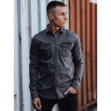 DStreet Koszula męska jeansowa ciemnoszara | shoptok.hr