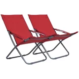 vidaXL zložljivi stoli za na plažo 2 kosa iz blaga rdeči