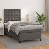  Box spring postelja z vzmetnico siva 80x200 cm umetno usnje, (20899601) | Shoptok.si