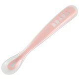 Beaba ergonomska silikonska žlička 1st stage old pink (4+ m) | Shoptok.si
