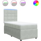 vidaXL Box spring postelja z vzmetnico svetlo siva 80x200 cm žamet, (21304584) | Shoptok.si