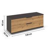 XORA Nizka Omarica Endora, Barva Hrasta, Barva Grafita | Shoptok.si
