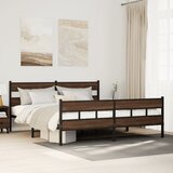 Maison Chic Kovinski Posteljni okvir - Dvoposteljna postelja - Zakonska postelja brez vzmetnice rjavi hrast 200x200 cm, (21694363) | Shoptok.si
