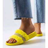  Yellow Fur Slides with Rhinestones Carrito | shoptok.hr