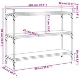  Konzolni stol s policama crni 100 x 30 x 80 cm | shoptok.hr