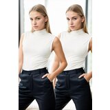 Dewberry 32501 2-Piece Sleeveless Body Set-WHITE