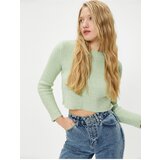 Koton Basic Plush Crop Sweater Long Sleeve Round Neck Cene