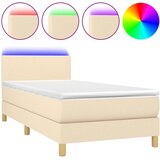 Maison Chic Box spring postelja - Vzmetna postelja z vzmetnico LED krem 90x190 cm blago SL21494, (21892740) Cene