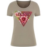 Guess Majica maslinasta / pastelno zelena / roza / bijela | shoptok.hr