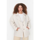 Trendyol Curve Ecru Button Detailed Stamp Woven Coat | Shoptok.si