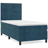 Box spring krevet s madracem tamnoplavi 90x200 cm baršunasti | shoptok.hr