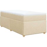 vidaXL Box spring postelja z vzmetnico krem 90x200 cm blago | Shoptok.si