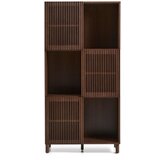 Kave Home Tamno smeđa biblioteka u dekoru oraha s kliznim vratima 84,5x170x42,5 cm Beyla – | shoptok.hr