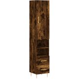 Maison Chic Visoka omara - Komoda - Predalnik dimljeni hrast 34,5x34x180 cm inženirski les, (21722119) Cene