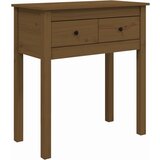 Maison Chic konzolna miza - miza ob steni medeno rjava 70x35x75 cm trdna borovina, (21786301) Cene