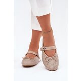 Boto Embellished ballerinas with bow and strap beige Zdivisa | Shoptok.si