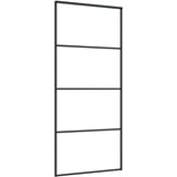 vidaXL Klizna vrata od mutnog stakla ESG i aluminija 90 x 205 cm crna | shoptok.hr