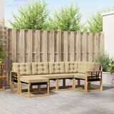  Set vanjskih sofa 6 kom. Bijela i bež Smeđa 247 x 128,5 x 73 cm | Shoptok.si