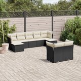 Maison Chic Seti vrtnega pohištva - Vrtna garnitura - Vrtni pohištvo set 9-delna z blazinami črn poli ratan, (21798037) | Shoptok.si