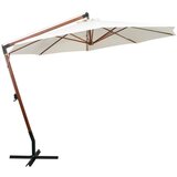 Viseći Suncobran 350 cm s Drvenom Šipkom Bijeli | Eponuda.com
