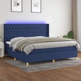  Krevet box spring s madracem LED plavi 200x200 cm od tkanine Cijene