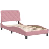 vidaXL Okvir kreveta s LED svjetlima ružičasti 90 x 190 cm baršunasti | shoptok.hr