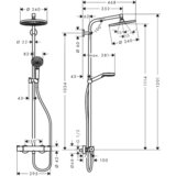 Hansgrohe Pršni set z nadglavno prho Crometta S 240 (s termostatsko armaturo, razmak med luknjama: 103,4 cm, število funkcij: 2, krom) | Shoptok.si