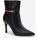 Boto Women's ankle boots on heel with strap and silver element heated black Bellisse | Shoptok.si