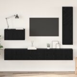 vidaXL Set TV komoda s policom Ostalo s pohranom s vratima 4 pcs Crni hrast 30.5 x 30 x 110 cm | shoptok.hr