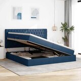  Krevet S LED lampica s uzglavljem Plava 200 x 200 cm tkanina | shoptok.hr