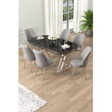 Hanah home Set Trpezarijski sto i 6 stolica Lai, Sivo-crna | Eponuda.ba
