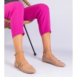 Gemre Beige faux leather ballet flats with buckles Vitoldora | Shoptok.si