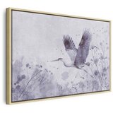  Slika - Majestic flight - a crane in flight in monochrome 90x60 U prirodnom drvenom okviru | shoptok.hr