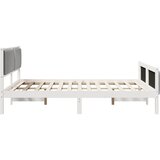  Okvir kreveta s uzglavljem Bijela i svijetlosiva 150 x 200 cm | shoptok.hr