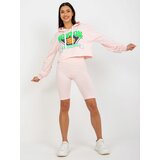 Fashion Hunters Light pink casual set with sweatshirt and cycling shoes Cene