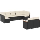  9-dijelni set vrtnih sofa s jastucima crni od poliratana | shoptok.hr